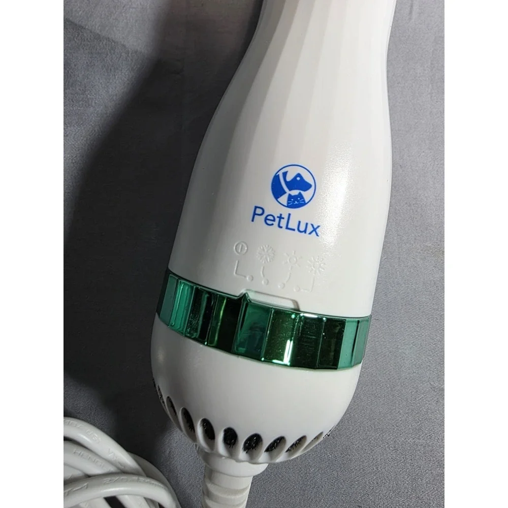 PetLux Handheld Pet Grooming Dryer White Green Adjustable Heat & Air Dog Cat
